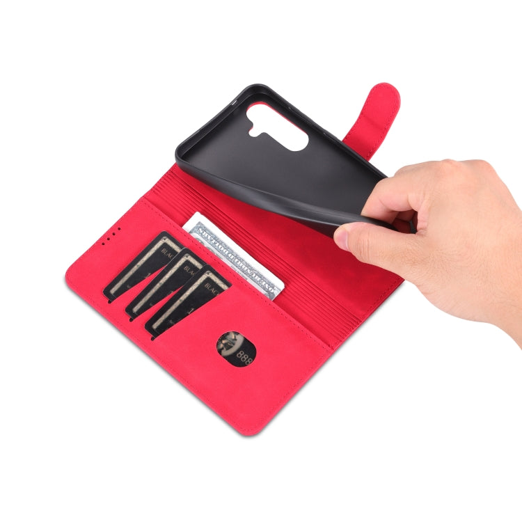 AZNS Skin Feel Calf Texture Flip Leather case for Samsung Galaxy S24+ 5G, showcasing its elegant design and card slots.